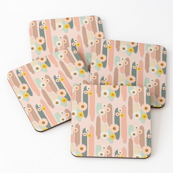 Item preview, Pressed Daisy Flowers On Painted Brushstrokes | Comfort Color Cottagecore Vintage Botanical Floral Art designed and sold by Made by Tamar.
