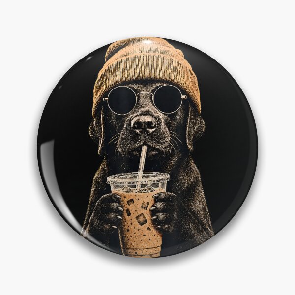 Item preview, Black Labrador Hipster Dog Drinking Iced Coffee Sunglasses  designed and sold by OMITTEROMINOUS.