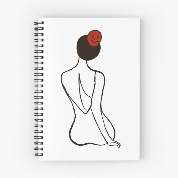 Item preview, La Femme — Back View Woman Art Print, Red Rose Updo Line Art, Fashion Illustration designed and sold by ShooNyaArtStudio.
