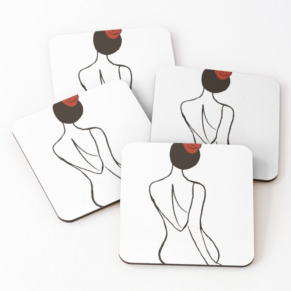 Item preview, La Femme — Back View Woman Art Print, Red Rose Updo Line Art, Fashion Illustration designed and sold by ShooNyaArtStudio.