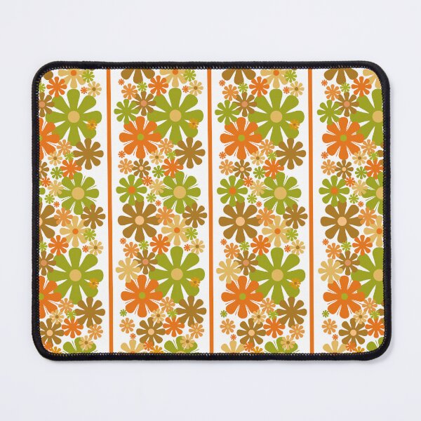 Item preview, Retro Floral Stripe 60s 70s Aesthetic Patter in Avocado Orange Brown White designed and sold by kierkegaard.