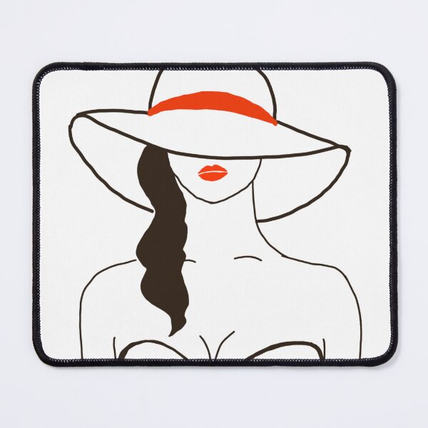 Item preview, La Femme — Strapless Hat Braid Line Art Print, Red Lips Woman Wall Art, Fashion Illustration designed and sold by ShooNyaArtStudio.
