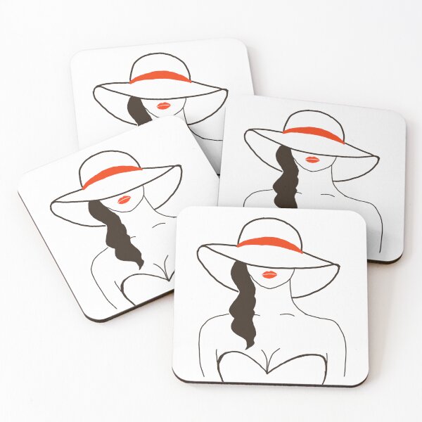 Item preview, La Femme — Strapless Hat Braid Line Art Print, Red Lips Woman Wall Art, Fashion Illustration designed and sold by ShooNyaArtStudio.
