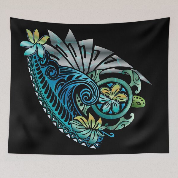 Item preview, Pacific Island Honu Sea Turtle Tattoo Design designed and sold by sunnthreads.