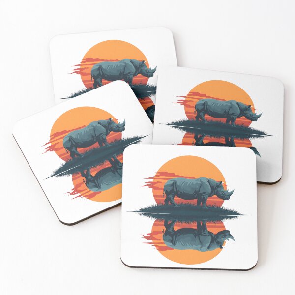 Item preview, Rhinoceros Sunset Reflection – African Wildlife Art designed and sold by Wildlife2021.