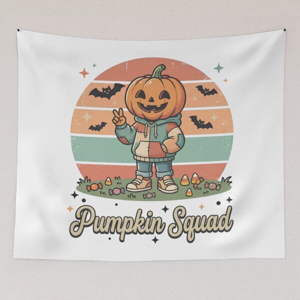 Item preview, Pumpkin Squad Cute Pumpkin Head Halloween Retro designed and sold by DIRTYSKETCHH.