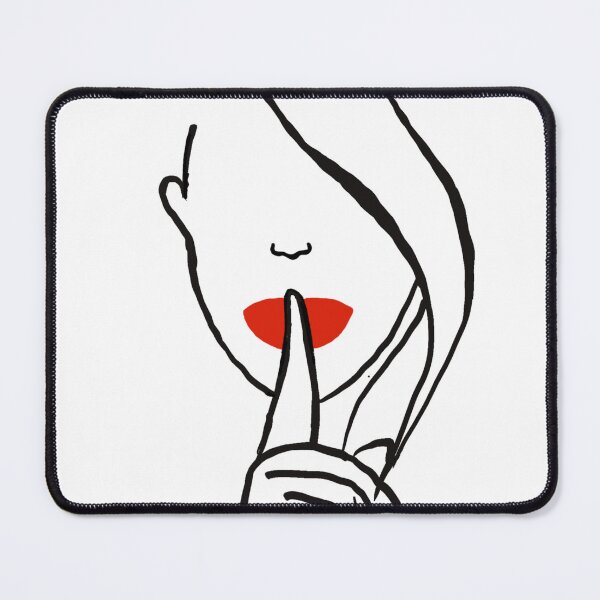 Item preview, La Femme Shh — Red Lips Silence Line Art Print, Finger on Lips Wall Art, Minimalist designed and sold by ShooNyaArtStudio.