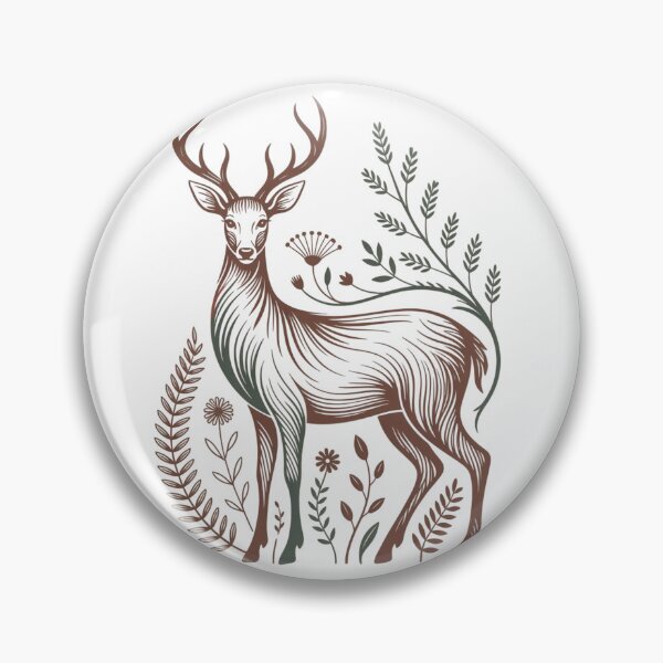 Item preview, Mystical Forest Deer Woodcut Botanical Art designed and sold by nova-bloom.
