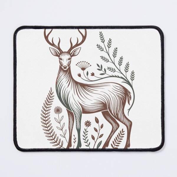 Item preview, Mystical Forest Deer Woodcut Botanical Art designed and sold by nova-bloom.