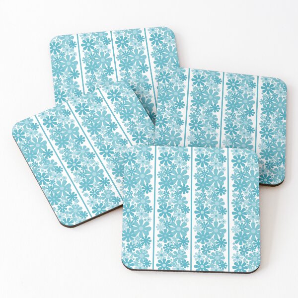 Item preview, Retro Floral Stripe 60s 70s Aesthetic Pattern in Turquoise Teal designed and sold by kierkegaard.