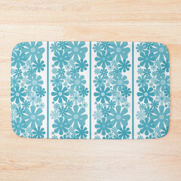 Item preview, Retro Floral Stripe 60s 70s Aesthetic Pattern in Turquoise Teal designed and sold by kierkegaard.