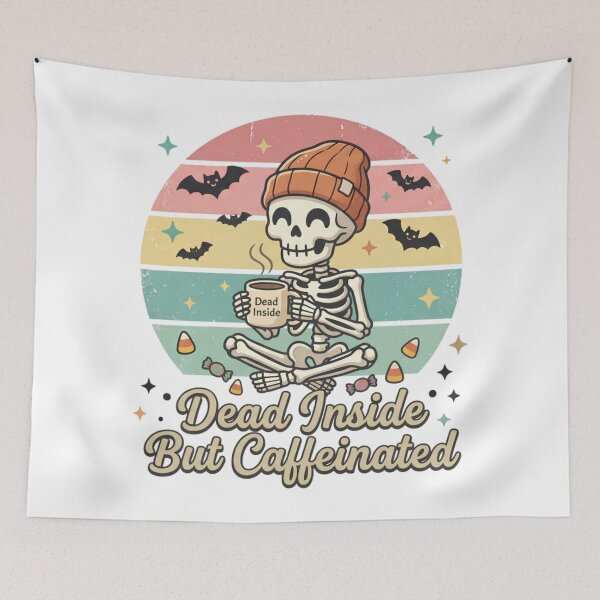 Item preview, Dead Inside But Caffeinated Funny Skeleton Coffee Halloween designed and sold by DIRTYSKETCHH.