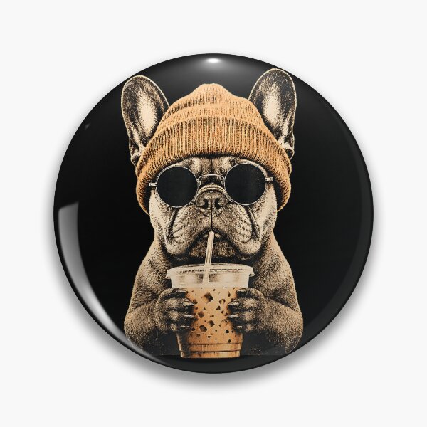 Item preview, French Bulldog Hipster Dog Drinking Iced Coffee Sunglasses  designed and sold by OMITTEROMINOUS.