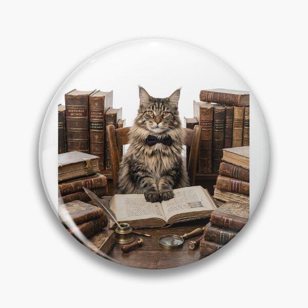 Item preview, Maine Coon Cat Library Archivist designed and sold by PictoVibe.