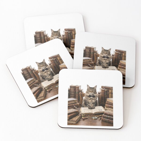 Item preview, Maine Coon Cat Library Archivist designed and sold by PictoVibe.