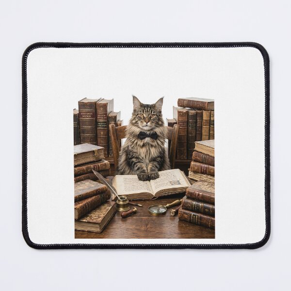 Item preview, Maine Coon Cat Library Archivist designed and sold by PictoVibe.