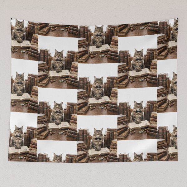 Item preview, Maine Coon Cat Library Archivist designed and sold by PictoVibe.