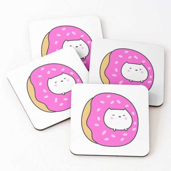 Item preview, White Cat In Donut Cute Kawaii Pink Glazed Pastry Graphic designed and sold by RobotDanceBat.