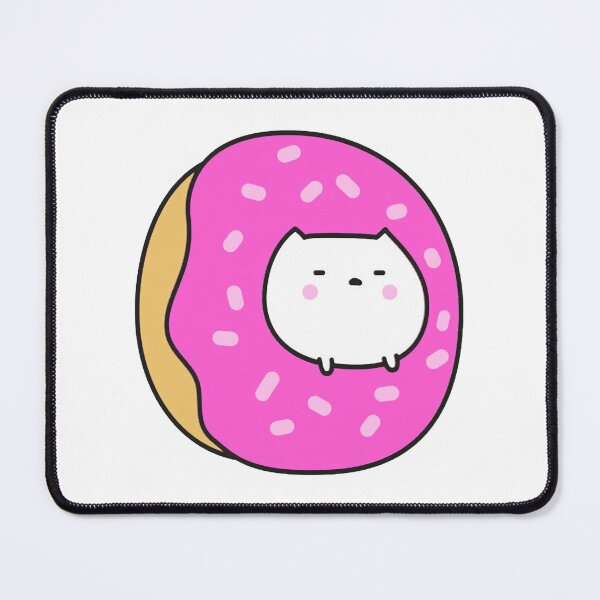 Item preview, White Cat In Donut Cute Kawaii Pink Glazed Pastry Graphic designed and sold by RobotDanceBat.