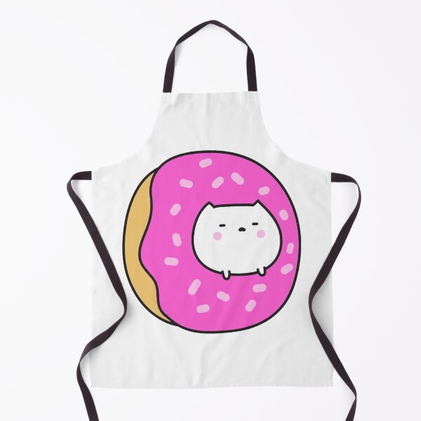 Aperçu de l'œuvre Chat blanc dans un donut, mignon, kawaii, pâtisserie rose glacée, illustration créée et vendue par RobotDanceBat.
