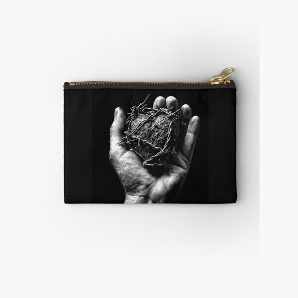 Item preview, Barbed Wire Heart in Hand – Dark Symbolic Black and White Art designed and sold by inkoutninja.