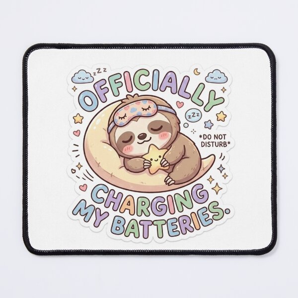 Item preview, Cute Kawaii Officially Charging My Batteries Sloth Sticker | Anime Style Do Not Disturb Chibi Art | Sleepy Sticker designed and sold by Chipkooo.