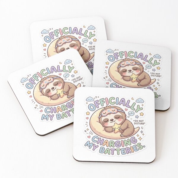 Item preview, Cute Kawaii Officially Charging My Batteries Sloth Sticker | Anime Style Do Not Disturb Chibi Art | Sleepy Sticker designed and sold by Chipkooo.