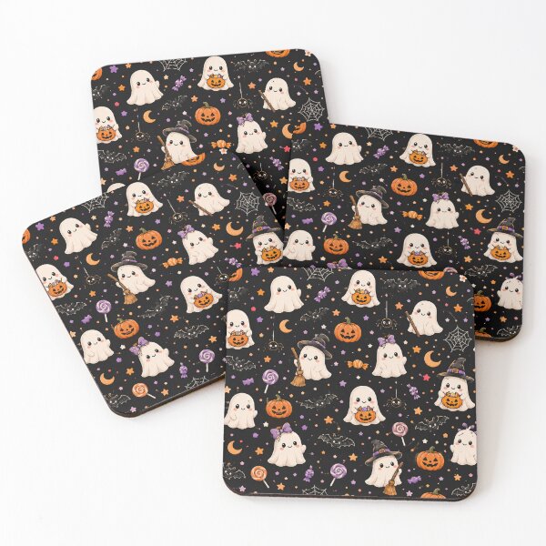 Item preview, Tiny Ghost Halloween Pattern | Cute Kawaii Ghosts Spooky Halloween Repeat Design designed and sold by RJACreative.