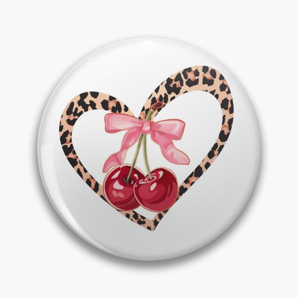 Item preview, Cute leopard print heart pattern  with cherries and pink bow designed and sold by PMSNshop.