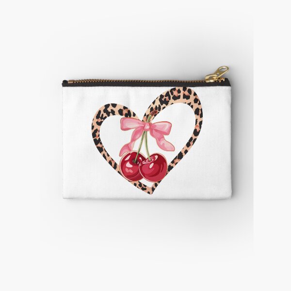 Item preview, Cute leopard print heart pattern  with cherries and pink bow designed and sold by PMSNshop.