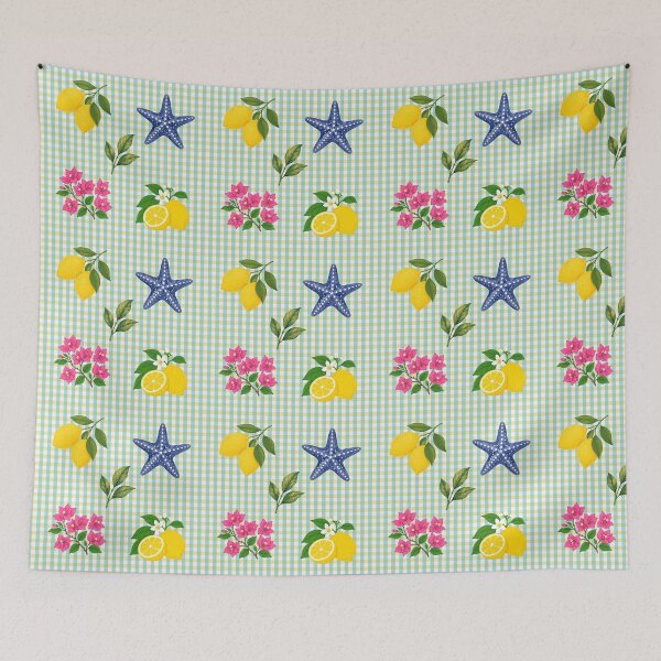 Item preview, Inspired by Menton, turquoise and yellow background designed and sold by NoExcusesTraveller .