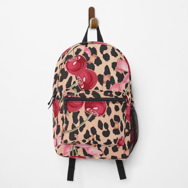 Item preview, Cute leopard print heart pattern with cherries and pink bow designed and sold by PMSNshop.