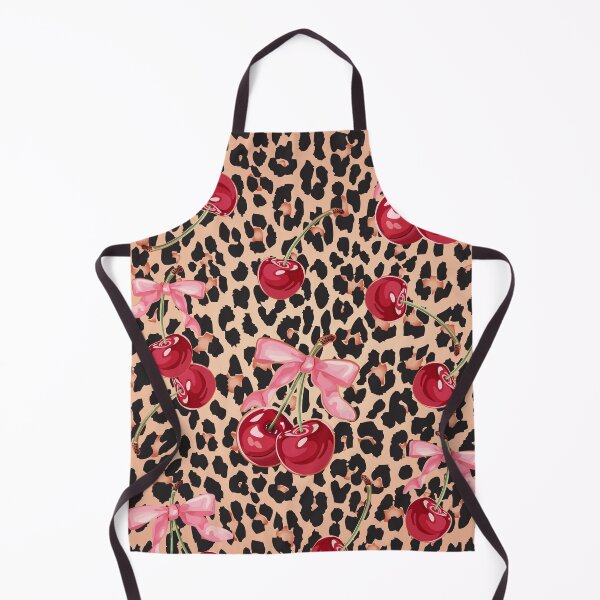 Item preview, Cute leopard print heart pattern with cherries and pink bow designed and sold by PMSNshop.