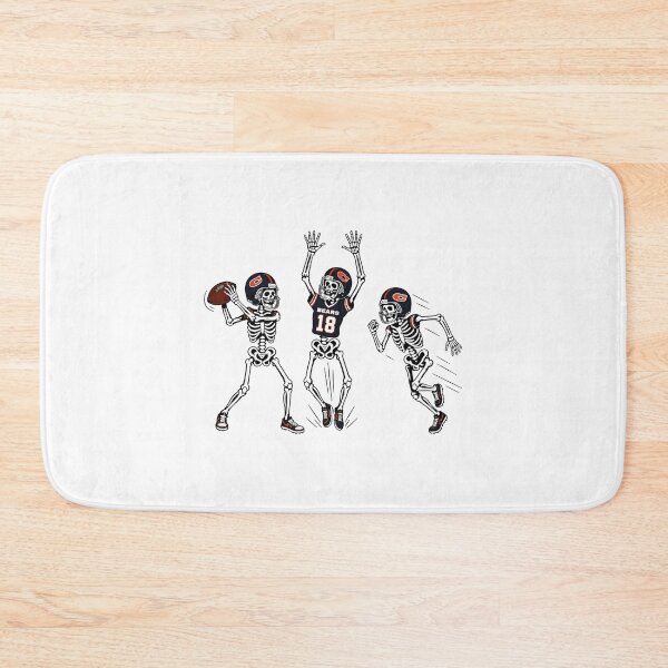 Item preview, Caleb Williams number 18 Chicago Bears skeleton playing football designed and sold by IreneMeyerr.