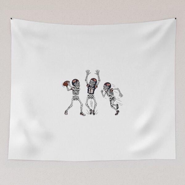 Item preview, Caleb Williams number 18 Chicago Bears skeleton playing football designed and sold by IreneMeyerr.