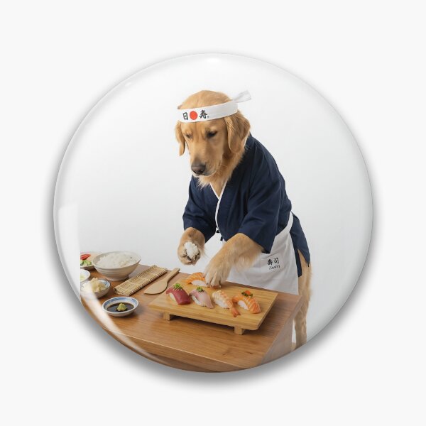 Item preview, Golden Retriever Sushi Chef Masterpiece designed and sold by PictoVibe.
