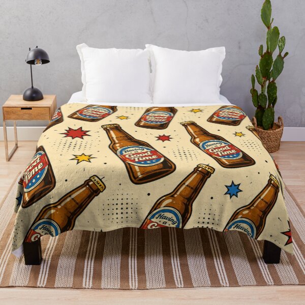 Item preview, Having a Good Time, Retro Beer Bottle Comic Pattern designed and sold by KishShop.