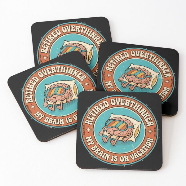 Item preview, Retired Overthinker Brain On Vacation Retro Badge designed and sold by DuckOddity.
