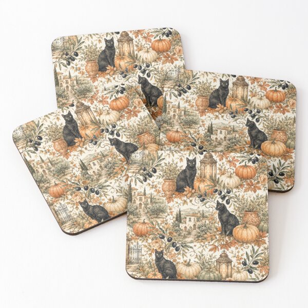 Item preview, Autumn in Tuscany: Black Cat & Pumpkin Watercolor Pattern designed and sold by ImPlyDesign.