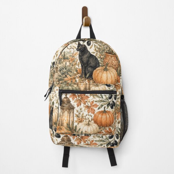 Item preview, Autumn in Tuscany: Black Cat & Pumpkin Watercolor Pattern designed and sold by ImPlyDesign.
