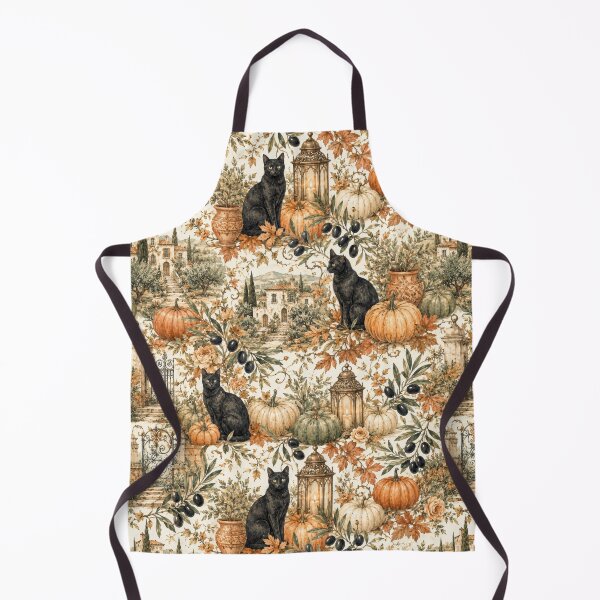 Item preview, Autumn in Tuscany: Black Cat & Pumpkin Watercolor Pattern designed and sold by ImPlyDesign.
