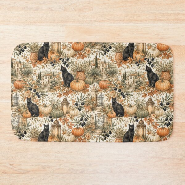 Item preview, Autumn in Tuscany: Black Cat & Pumpkin Watercolor Pattern designed and sold by ImPlyDesign.