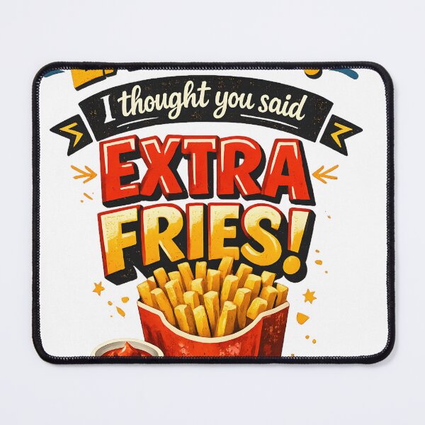 Item preview, Exercise? i thought you said extra fries text isolated on a transparent designed and sold by shadoweeekhan.