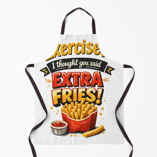 Item preview, Exercise? i thought you said extra fries text isolated on a transparent designed and sold by shadoweeekhan.