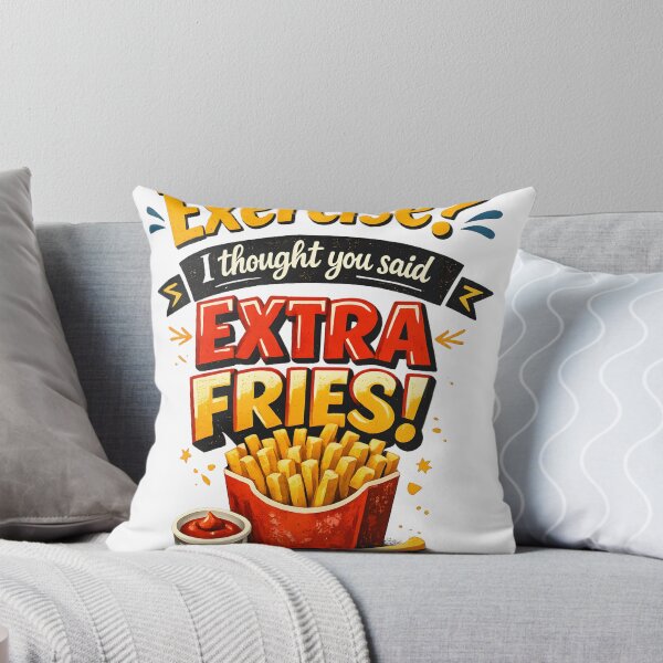 Item preview, Exercise? i thought you said extra fries text isolated on a transparent designed and sold by shadoweeekhan.