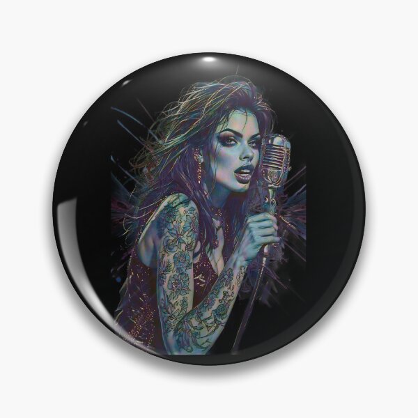 Item preview, Vibrant Tattooed Female Singer Vintage Mic Art designed and sold by UrbanPrts.