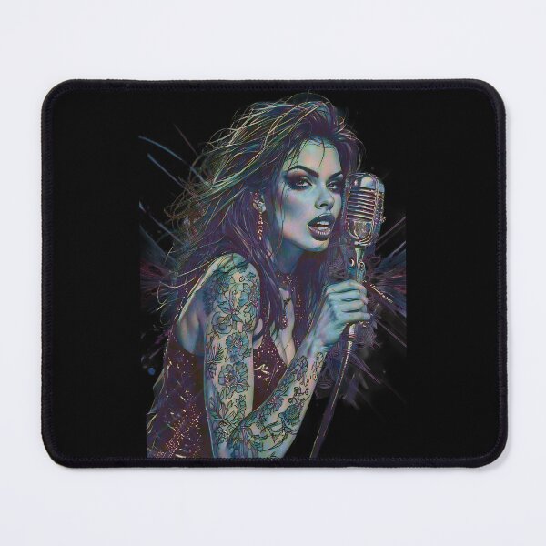 Item preview, Vibrant Tattooed Female Singer Vintage Mic Art designed and sold by UrbanPrts.