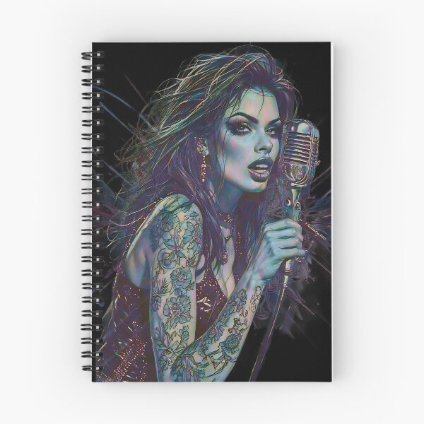 Item preview, Vibrant Tattooed Female Singer Vintage Mic Art designed and sold by UrbanPrts.