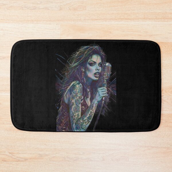 Item preview, Vibrant Tattooed Female Singer Vintage Mic Art designed and sold by UrbanPrts.