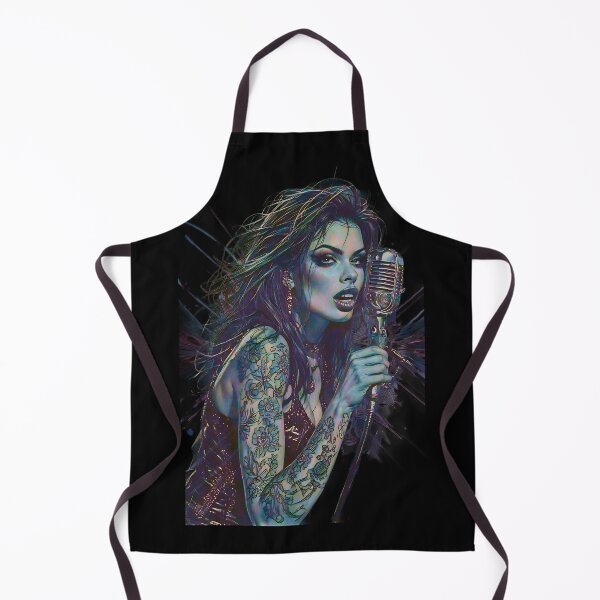 Item preview, Vibrant Tattooed Female Singer Vintage Mic Art designed and sold by UrbanPrts.